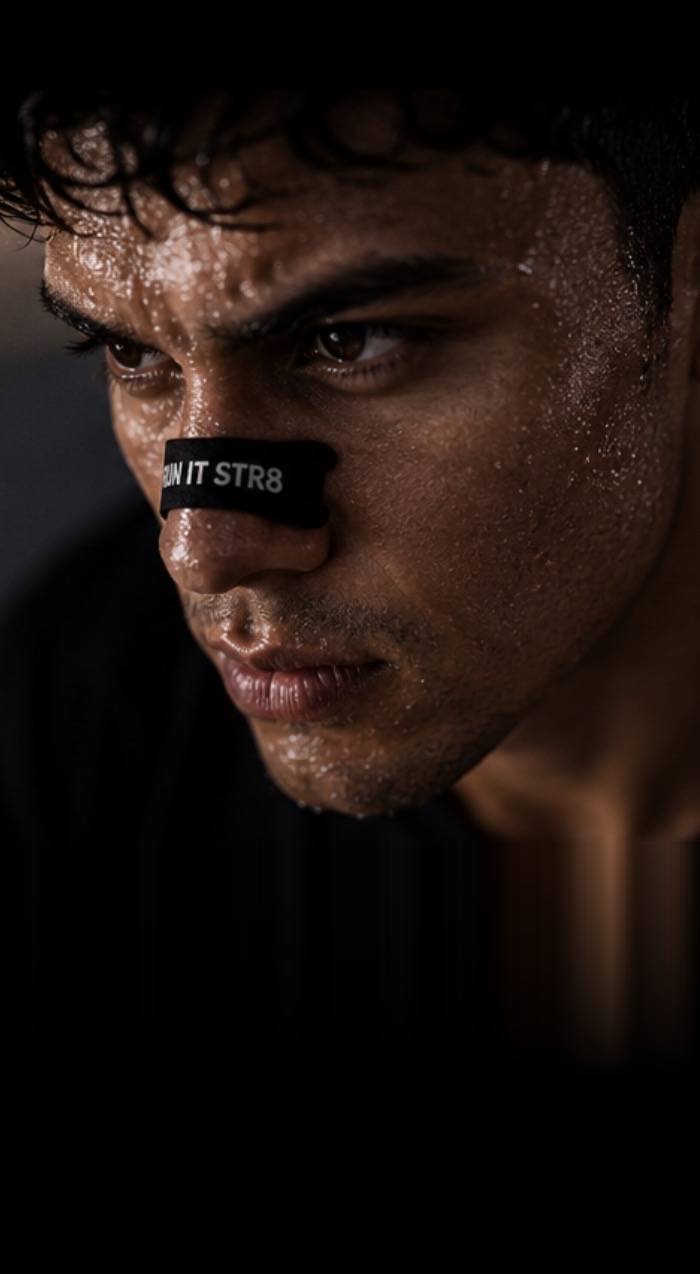 Athlete wearing a Run It Str8 nasal strip