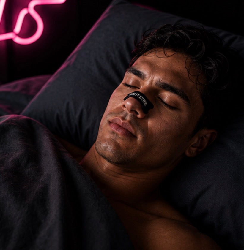 Sleeping with a nasal strip on