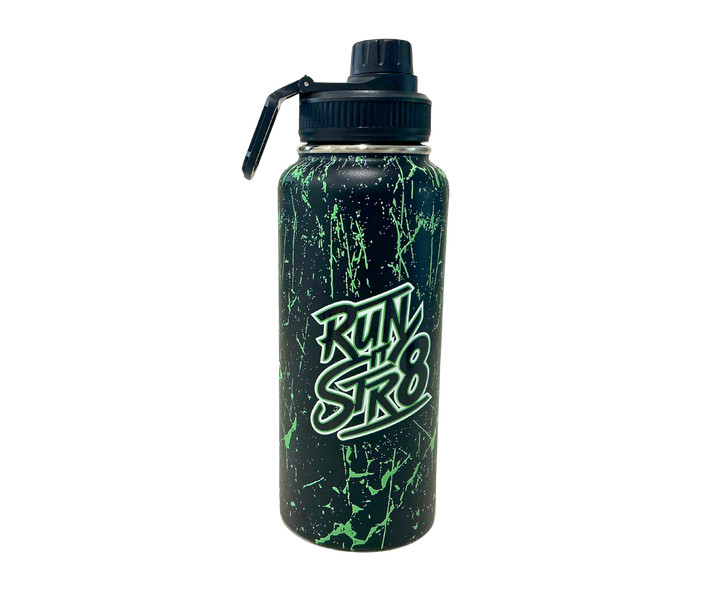 Run It Str8 stainless steel water bottle in green