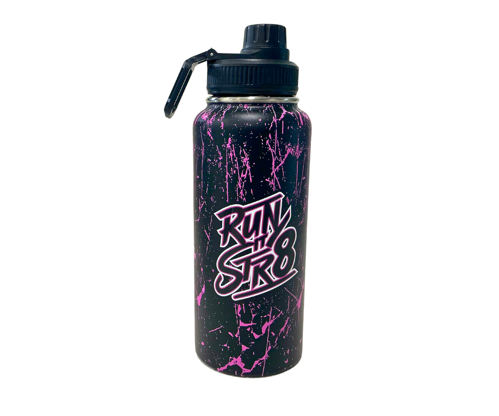 Run It Str8 stainless steel water bottle in pink