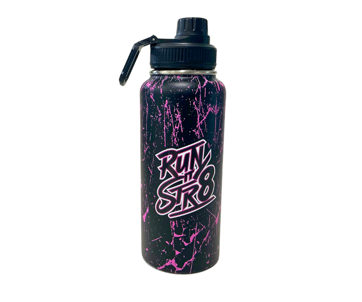 Run It Str8 stainless steel water bottle in pink